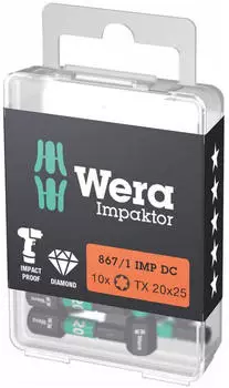 Wera Impaktor Bit für Torx, 1/4 Zoll C 6,3 Set, Torx-Profil: TX20 (10Stk.)