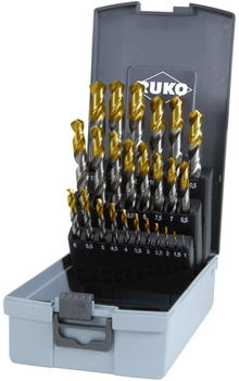 RUKO Spiralbohrersatz DIN 338 Typ N HSS G TiN in Kunststoffkassette (ABS)