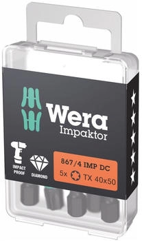 Wera Impaktor Bit für Torx, 1/4 Zoll E 6,3 Set, Torx-Profil: TX40 (5Stk.)