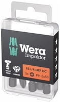 Impaktor Bit F&uuml;r Phillips, 1/4 Zoll E 6,3 Set, Kreuzschlitzgr&ouml;&szlig;e: 2 5 Stk - Wera