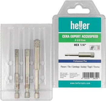 Heller Feinsteinzeugbohrer Cera Expert Accuspeed 3-teilig &Oslash; 6, 8, 10 mm Schaft 6-kant (29619)