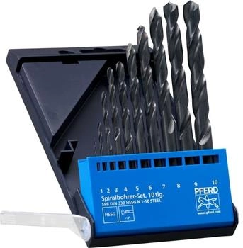 Pferd Spiralbohrer-Set HSSG STEEL DIN 338 10-teilig 1-10 mm (25298001)