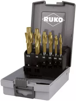 RUKO Flachsenker-Satz DIN 373 HSS TiN M3-M10 Zylinderschaft (102451TRO)