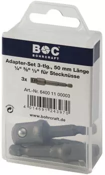 BOHRCRAFT Werkzeuge Bit-Adapter-Satz 1/4", 3/8", 1/2", 50mm, 3-teilig (64001100003)