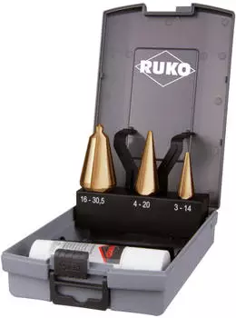RUKO Blechsch&auml;lbohrer-Satz HSS-TiN 3-14/5-20/16-30,5mm, 4-teilig, Kunststoffkassette