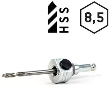 Amboss Schnellwechselaufnahme 6-kant Schaft Ø8,5mm inkl. HSS-Zentrierbohrer