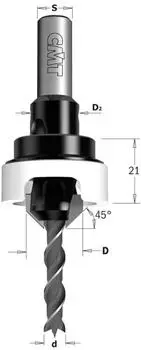 CMT Orange Tools 521A Spiralbohrer mit 45°-Senker HW Z2, Ø4/12mm, Schaft 8mm (521.412.11A)