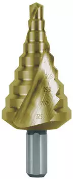 RUKO Stufenbohrer HSS-TiN spiralgenutet Kreuzanschliff &Oslash;6,5-32,5mm Gr.15 (101092T)