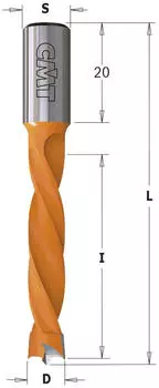 CMT Orange Tools Bohrspitze für Blindbohrung HW S=10x20 D=8x43x70 Rechts (309.080.11)
