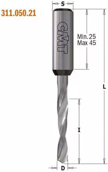 CMT Orange Tools X-treme Blindbohrerbit HWM, D=6,35x70mm, S=10x30mm, rechts (311.064.21)