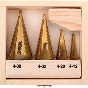 Sthor Stufenbohrer HSS Titan f&uuml;r Metall, Holz, Kunststoff 4-12/4-20/4-32/4-39mm (22617)
