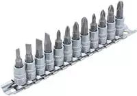BGS 2163, BGS Bit-Einsatz-Satz Antrieb Innenvierkant 6,3 mm (1/4"") Schlitz,