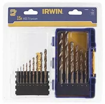 Irwin HSS-Titanium Metallbohrer-Set, 15-teilig (IW3038501)