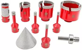 LuxusKollektion Diamant Bohrkronen Set f&uuml;r Porzellan, Keramik & Marmor, 10-tlg. (SET8)