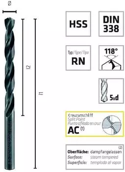 Alpen HSS-Spiralbohrer DIN 338 &Oslash; 6,8mm, 10 St&uuml;ck (0060100680100)