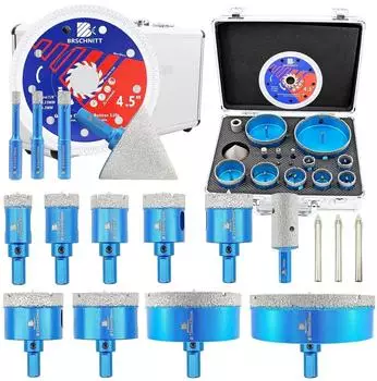 LuxusKollektion Diamantbohrer-Set f&uuml;r Fliesen, Keramik, Marmor & Granit, 6-100mm
