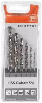 Fein Spiralbohrer-Set HSS Cobalt 5% &Oslash;2-8mm, 6-teilig (63111017010)