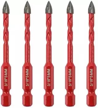 LuxusKollektion Fliesenbohrer-Set 5mm, Hartmetall, Sechskantschaft, 5 St&uuml;ck