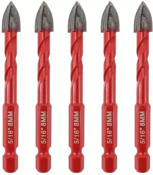 LuxusKollektion Fliesenbohrer-Set 8mm, Hartmetall, Sechskantschaft, 5-teilig