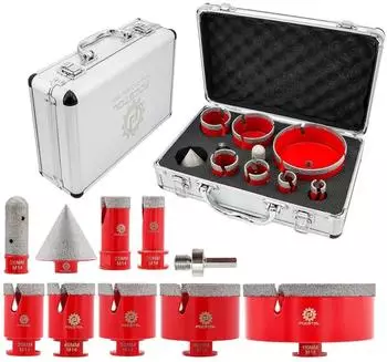 LuxusKollektion Diamant-Fliesenbohrer Set 10-tlg. 20-110mm Keramik, Marmor, Granit (KIT4)