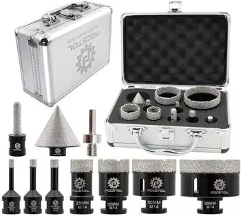 LuxusKollektion Diamant-Fliesenbohrer-Set 10-teilig 6-68mm mit Fingerfr&auml;ser & Fasenbohrer (KIT1)