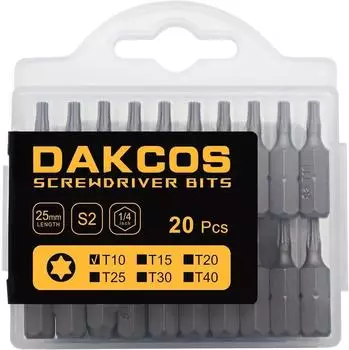 LuxusKollektion Torx-Bit-Sortiment T10 25mm S2-Stahl 1/4 Zoll, 20 St&uuml;ck