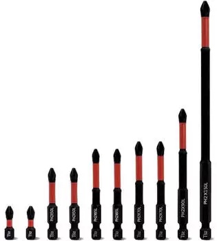 LuxusKollektion PH2 Bit-Set 1/4" Sechskantschaft, 10-tlg. 25-150mm, S2-Stahl