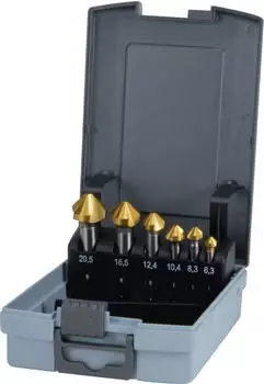 Ruko DIN 335 Form C 90&deg; HSS TiN Kegelsenker-Sortiment inkl. Werkzeugbox, 6-tlg. (102152TRO)
