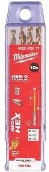 Milwaukee Red Hex Shockwave HSS-G TiN Metallbohrer