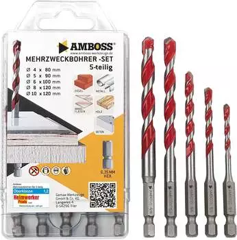 Amboss Mehrzweckbohrer-Set 5-teilig