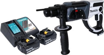 Makita DHR202 RGW 18 V 20 mm 2,0 J wei&szlig; + 2x Akku 6,0 Ah + Ladeger&auml;t