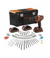 Black+decker Bdchd181b3a Akku Schlagbohrschrauber 18v/3x1,5ah Zubeh&ouml;r 120-tlg...