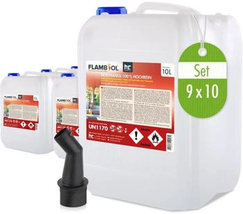 Höfer Chemie Flambiol Bioethanol 100% hochrein 9 x 10 Liter