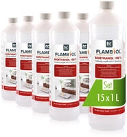 H&ouml;fer Chemie Gmbh - 15x 1 L Flambiol&reg; Bioethanol Hochrein 100 % In Flaschen F&uuml;r