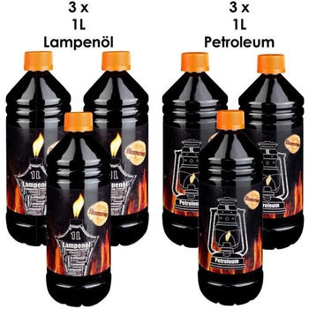 flameup Lampenöl Petroleum Set für Petroleumheizung/Petroleumofen/Öllampe 6 Liter