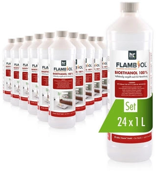 Höfer Chemie 24x 1 L Bioethanol Hochrein 100 % in Flaschen für Edelstahl-Tisch-Kamine