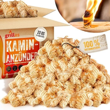 grillas Anzünder Kaminanzünder Holzwolle Grillanzünder Holz Feueranzünder 20 kg (KMNAZD200)