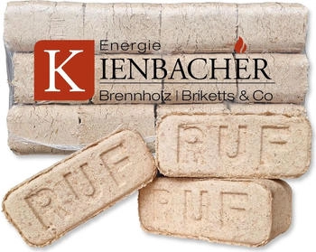 Energie Kienbacher 110kg RUF Reine Buchen Briketts im Paket Hartholz Brenn Kamin Ofen Heiz Holz Gluthalter Buche RUF Brikett Eckig (11x10kg) (RIK101202023)