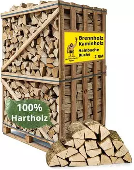 Neandertaler Feuer Kaminholz Brennholz Hainbuche 25 cm 1000 kg