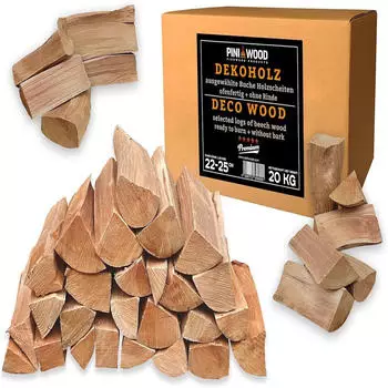 PINI Deko-Holzscheite Buche ohne Rinde 20kg (BR-BU-DEKO-20-25-20KG)
