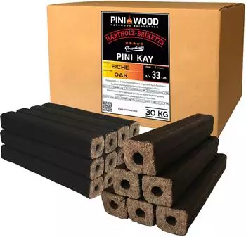PINI PINI Kay Eichenholzbriketts viereckig mit Zugloch 33cm 30kg (PINI-KAY-33cm-30kg)