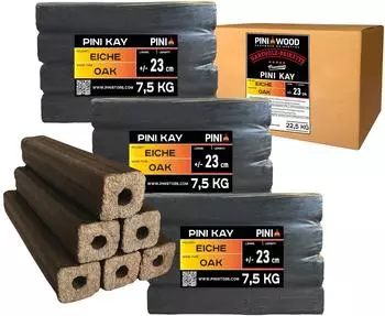 PINI PINI Kay Eichenholzbriketts viereckig mit Zugloch 23cm 22,5kg (PINI-KAY-23cm-22,5kg)