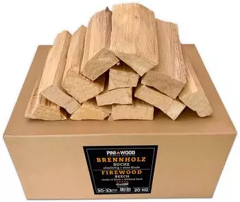 PINI Grillholz Buche ohne Rinde 20kg, 30-33cm (DE-BR-ENTR-30-33cm-20kg)