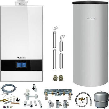 Buderus GB182i.2 Logaplus Paket W42 weiß + Regelung BC400/Speicher SU160 15kW (7739621356)