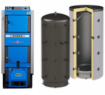 Atmos DC25GSP Kombikessel Brenner, Förderschnecke, 2x Pufferspeicher