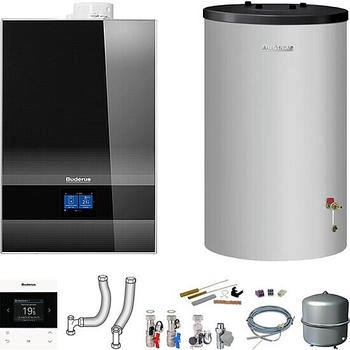 Buderus GB192i.2 Logaplus Paket W50(E) schwarz + Regelung BC400 RC220/Edelstahl-Speicher ES120 25kW (7739621184)