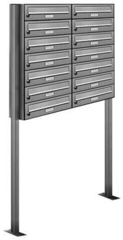 AL Briefkastensysteme Briefkasten »Premium« (BxH): 84.6 x 170cm Anzahl Schlitze: 14 stehend - grau grau