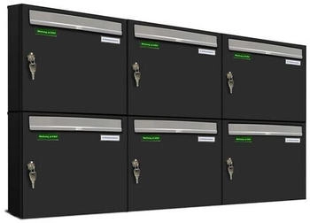 AL Briefkastensysteme Briefkasten &raquo;Basic&laquo; (BxH): 114 x 66cm Anzahl Schlitze: 6 Aufputzmontage - grau grau
