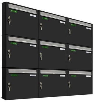 AL Briefkastensysteme Briefkasten »Basic« (BxH): 114 x 99cm Anzahl Schlitze: 9 Aufputzmontage - grau grau