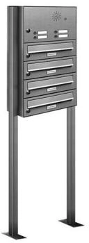 AL Briefkastensysteme Briefkasten &raquo;Premium&laquo; (BxH): 46.5 x 150cm Anzahl Schlitze: 4 stehend - silberfarben silberfarben (132V4S1KS)